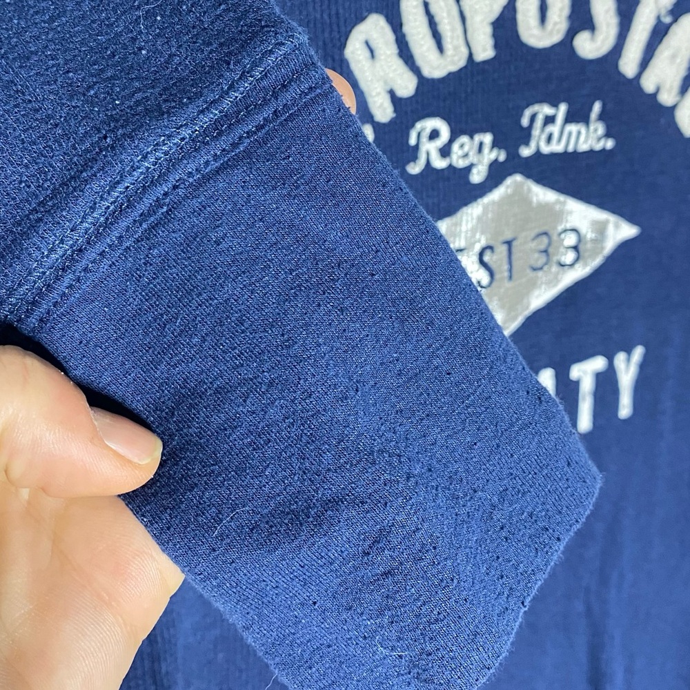 Vintage Y2K Aeropostale Dark Blue Long Sleeve Deep V Neck Ribbed Top M - Picture 7 of 15